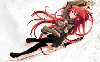 Anime girl red hair flying 3 - a sword free wallpaper for desktop