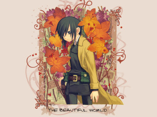 Yellow coat black hair floral - a brown coat free wallpaper
