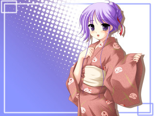 Kimono pink hair purple background - a pink hair free wallpaper