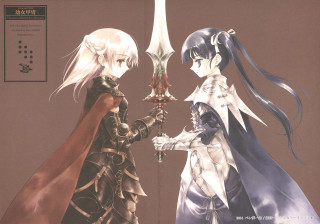 Anime characters swords smile gothic - two anime characters holding sword free wallpaper