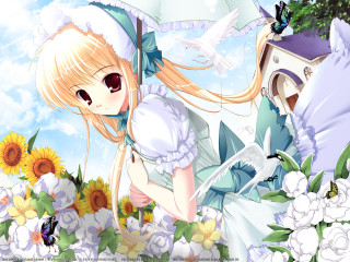Girl dress umbrella flower field - gothic free wallpaper for desktop