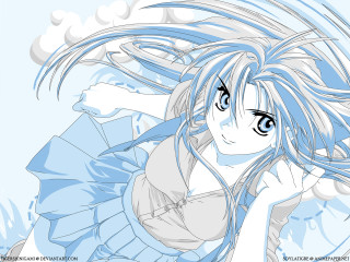 Blue hair girl wind dress - the wind free wallpaper