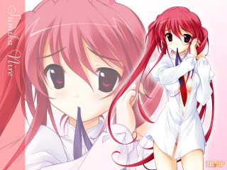 Red hair pink hair anime - her head free wallpaper