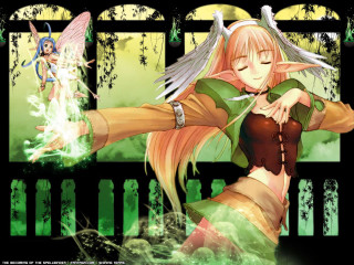 Girl dancing green angel moon - a manga drawing free wallpaper for desktop