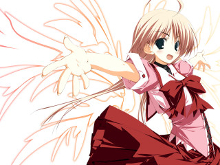 Angelic pink dress blonde wings - her back free wallpaper