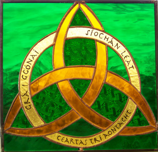 Stained glass window golden green - golden free wallpaper