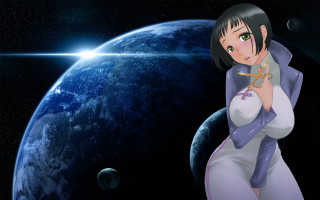 Woman white dress blue planet - a blue planet free wallpaper