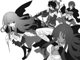 Anime girls black hair swords - wearing free wallpaper
