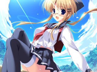 Anime girl blonde hair sailor 2 - a ledge free wallpaper