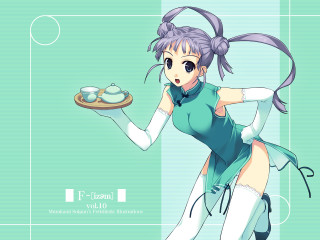 Woman ponyhead dress gloves tea - fei danxu free wallpaper