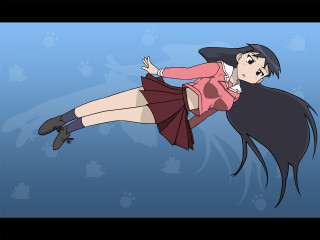 Floating woman anime schooluniform pleated - a woman in a skirt free wallpaper