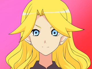 Blonde ponytail blueeyes blackshirt pinkbackground - blue eye free wallpaper