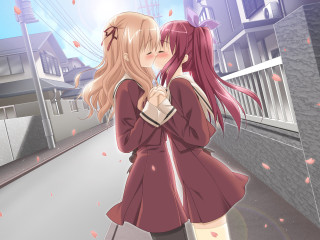Couple cherryblossoms manga romantic blonde - a manga drawing free wallpaper for desktop