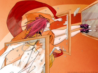 Girl redhat mirror anime kimono - a picture in a mirror free wallpaper