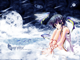 Girl cloud kite moon stars - a cloud free wallpaper