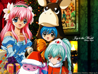 Anime girls christmas reindeer santa - a group of anime girls free wallpaper