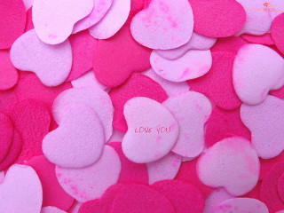 Pink white hearts love you - a pile free wallpaper