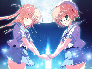 Anime girls fullmoon stars rayonism - line free wallpaper