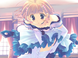 Anime girl blue dress black 3 - a black tie free wallpaper
