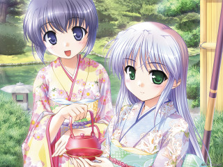 Two anime girls park bamboo - the other hand free wallpaper