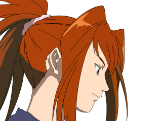 Red haired ponytailed anime girl - context art free wallpaper