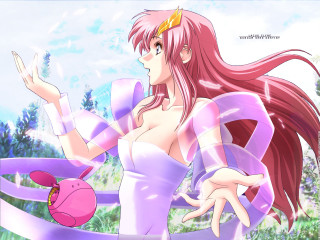 Purple dress pink pig fantasy - a pink object free wallpaper