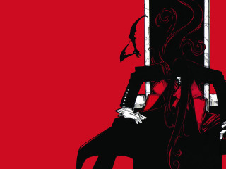 Man chair red background woman - barron storey free wallpaper