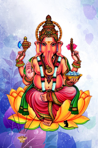 Ganesha lotus flower water pot - ella guru free wallpaper