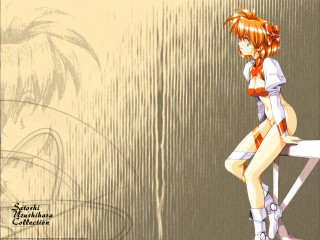 Girl redbow white shirt orange - a red bow free wallpaper