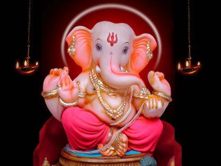 Ganesha statue red background black - a red border free wallpaper
