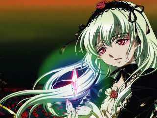 Anime girl white hair sword 2 - long white hair holding free wallpaper