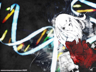 Girl red dress white hair - analytical art free wallpaper