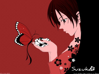 Woman butterfly reflection kimono red - gothic free wallpaper for desktop