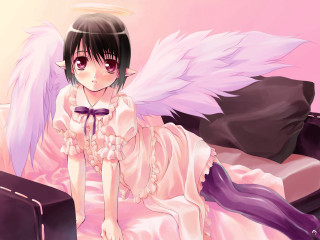 Angel girl bed suitcase anime - a suitcase in front free wallpaper