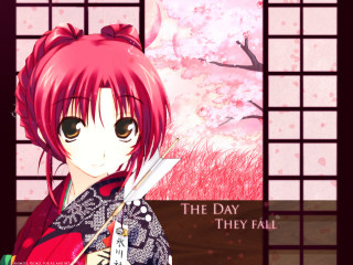 Girl bow knife cherryblossoms kimono - a girl free wallpaper