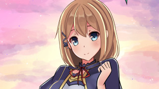 Anime blonde blue eyes pink - blue eyes holding free wallpaper