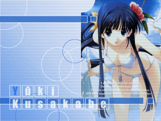 Anime girl blue hair flower 4 - long hair and a flower free wallpaper