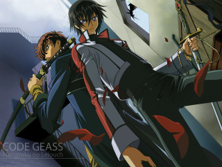 Anime boys sword bird building - two anime character free wallpaper