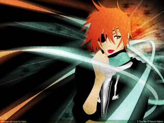 Orange haired sword wielding teen - his hand free wallpaper