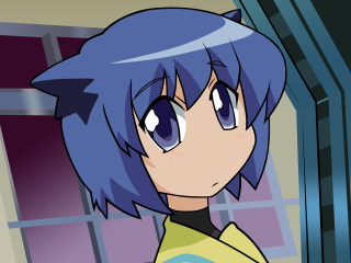 Cartoon bluehair yellowshirt window bluearrow - a blue arrow free wallpaper