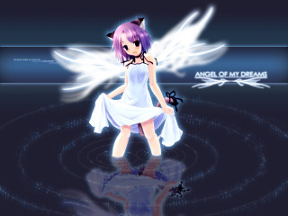 Purple hair angel wings girl 2 - a black cat free wallpaper
