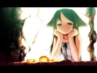 Green hair girl tree blush - green hair free wallpaper