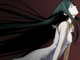 Woman blackhair whitedress floating hair - flowing hair free wallpaper