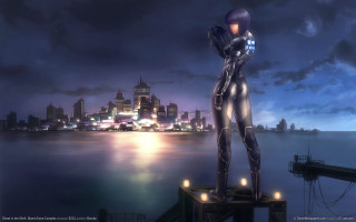 Futuristic woman dock city night 2 - a dock in front free wallpaper