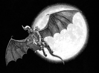 Demon flying full moon demon - back free wallpaper