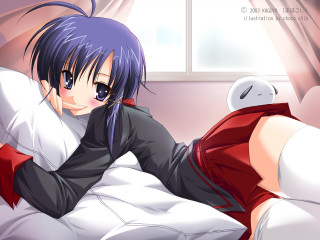 Woman laying bed stuffed animal - pillow free wallpaper