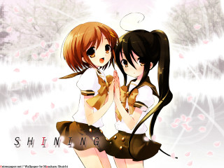 Anime girls hug snowy flower - ding yunpeng free wallpaper