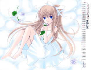 Girl long hair flower cloud - long hair and a flower free wallpaper