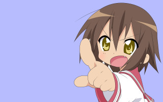 Anime girl pointing finger purple - a finger free wallpaper