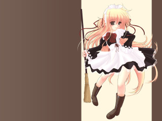 Maid portrait alice prin broom - a wall free wallpaper